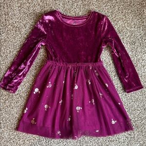 Disney Minnie Velvet Long Sleeve Dress with Tulle Skirt